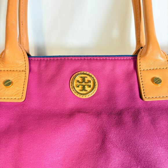 Tory Burch Jaden Tote Purple leather, navy base Dipped Color Block - Picture 3 of 7